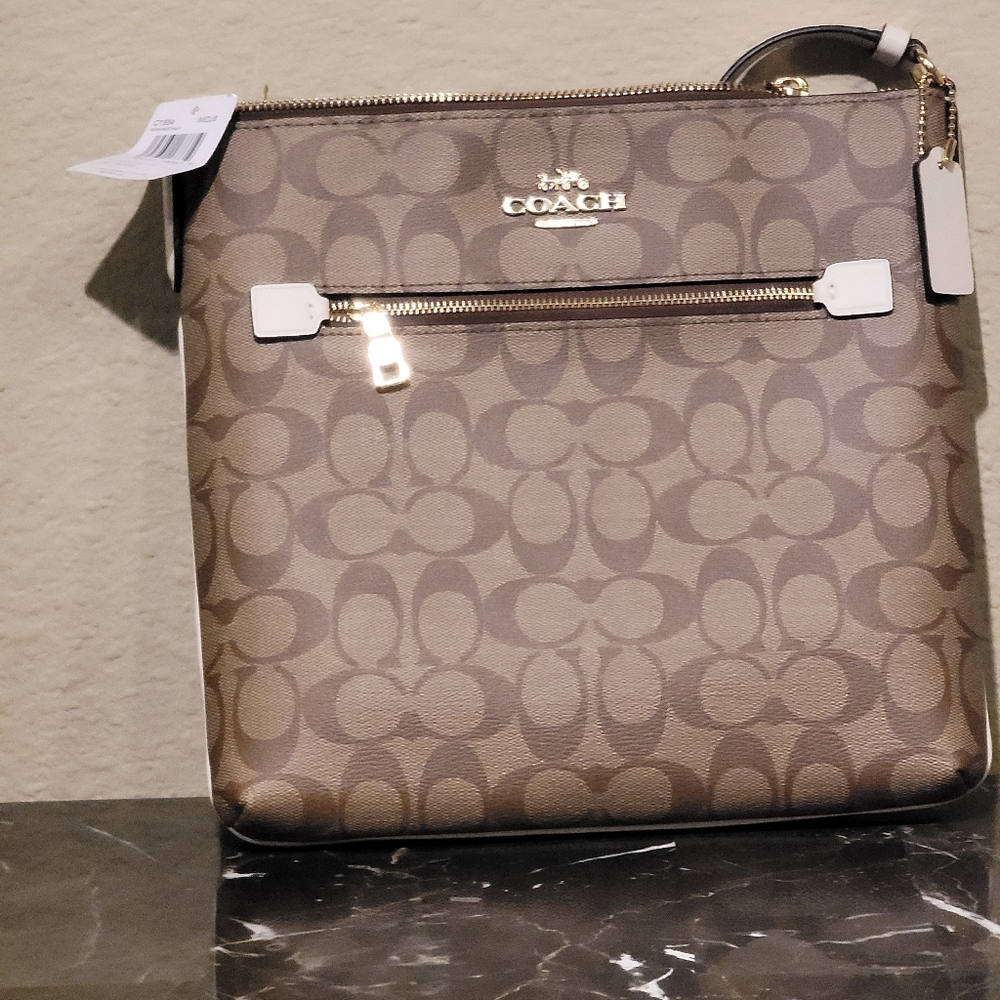 COACH Signature Leather Messenger Bag New w Tags